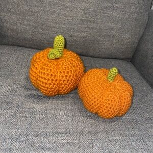 Set of two crocheted pumpkins
